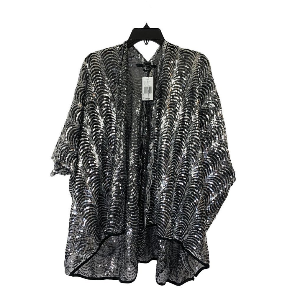 Cejon Women's Silver Sequin Cardigan